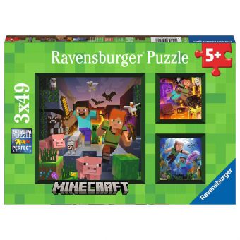 Ravensburger Puslespill 3x49 Brikker - Minecraft Biomes