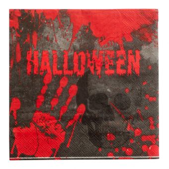 Halloween Serviett 16-Pakning 33cm - Blodig Hånd