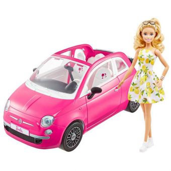 Barbie Lekebil med dukke - Fiat 500 Cabriolet