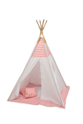 Tipi telt med teppe og puter - Rosa
