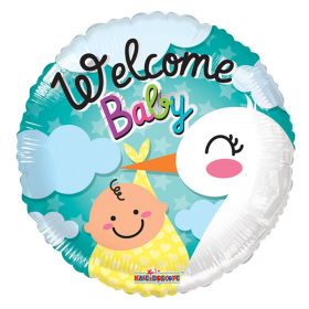 Folie Ballong 46 cm - Welcome Baby (stork)