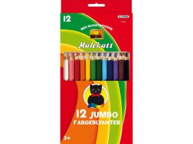 Malekatt - 12 Jumbo Fargeblyanter med blyantspisser