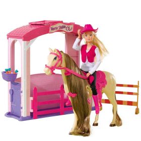 Steffi Love - Hestestall med hest og dukke