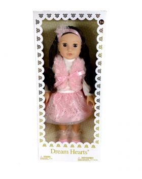 Dream Hearts Dukke - Brunt hår Med Rosa Kjole