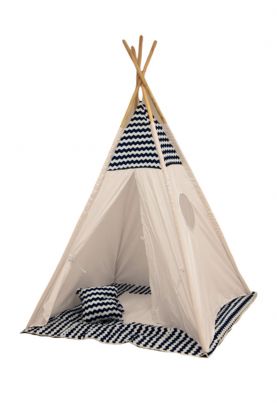 Tipi telt med teppe og puter - Blå