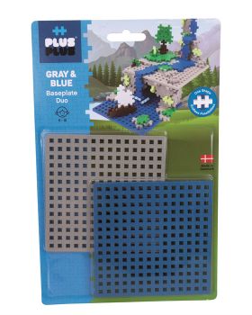 Plus Plus MINI - Byggeplater i blå og grå 2-pakning