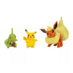 Pokémon Battle Figur - Flareon, Larvitar, og Pikachu