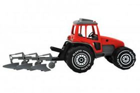 Plasto Traktor med plog rød 43 cm