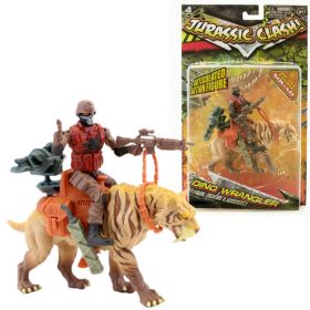 Jurassic Clash figur - Dino Wrangler Sabeltann Tiger med figur