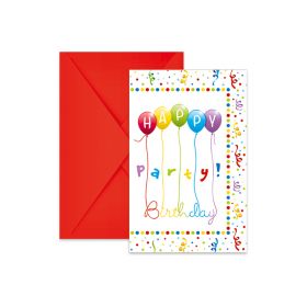 Happy Birthday Invitasjoner med konvolutt 6 stk