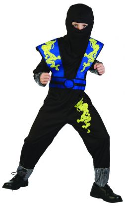 Blå Ninja Kostyme - Medium 6-8 år