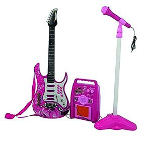 Elektrisk Gitar med mikrofon og forsterker - Rosa