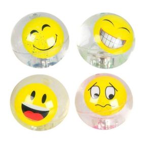 AnsiktsEmoji-Sprettball 6,5 cm - LEDlys og glitter